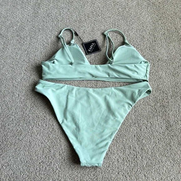 106 NWT ZAFUL Women's Solid Spaghetti Strap Bralette Bikini Set - Size Large - Picture 7 of 9
